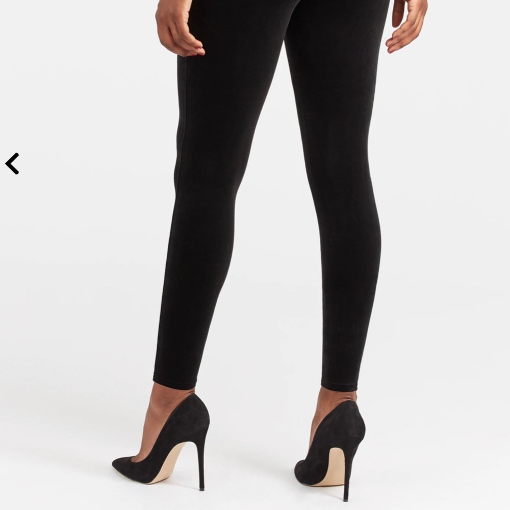 Spanx black velvet leggings